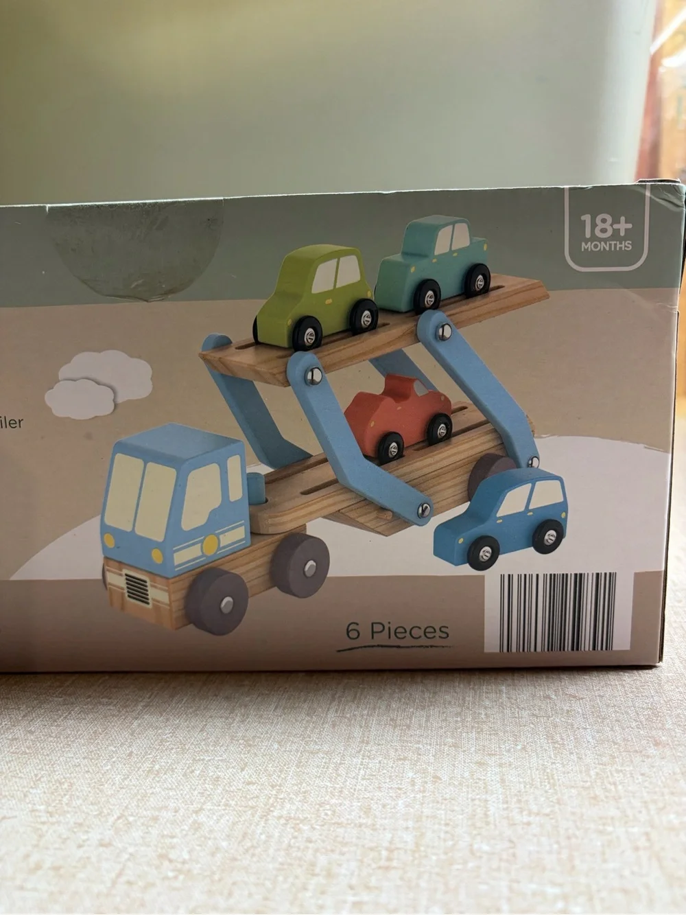 Bee Happy Wooden Car Hauler Toy Set 6 Pieces FCS Certified